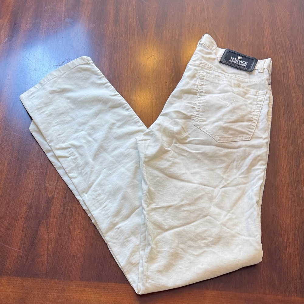 Woman’s Versace Jeans Couture White Linen Blend Jeans